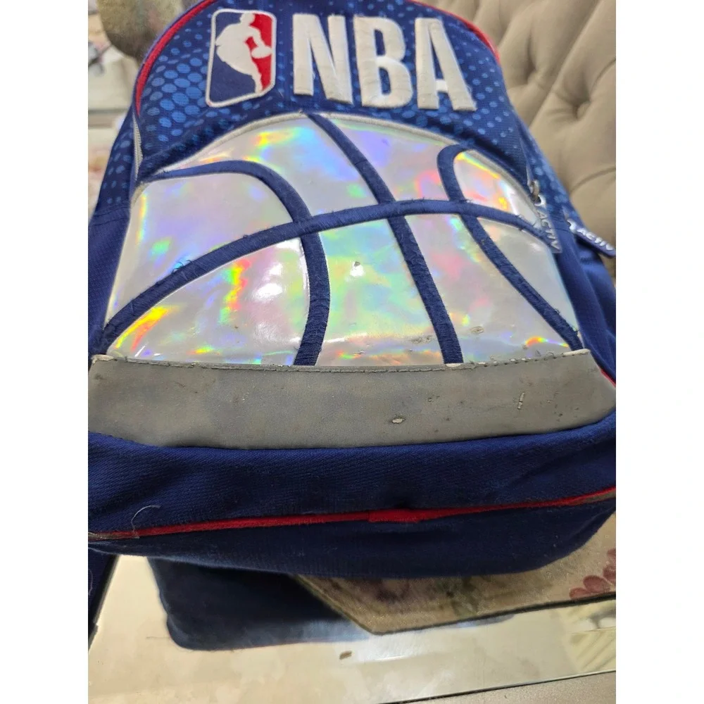 Activ New NBA Basketball Backpack Blue Red Holographic Kids School Bag